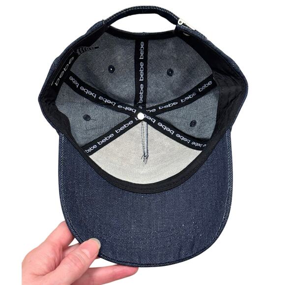 NWT Bebe Embellished Denim 100% Cotton Baseball Cap - Picture 4 of 9